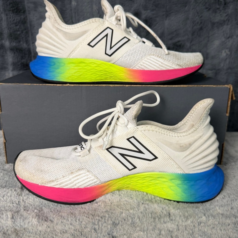 New Balance Fresh Foam Roav Running Shoes Womens 8 White Rainbow Gradient - Picture 2 of 9